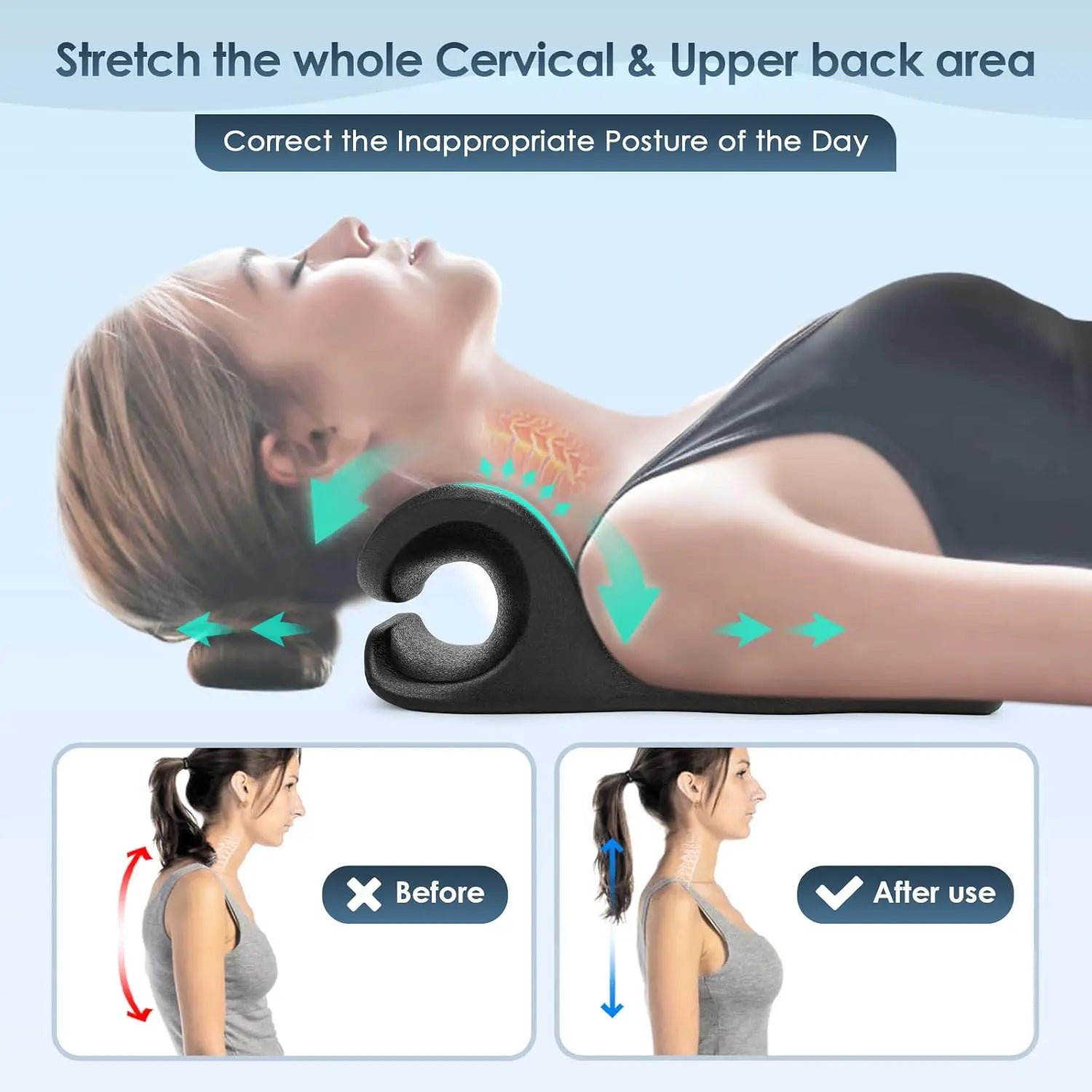 Trigger Point Massager Cervical Traction Device & Back Stretcher for TMJ Pain Relief Relaxer for Neck and Shoulder