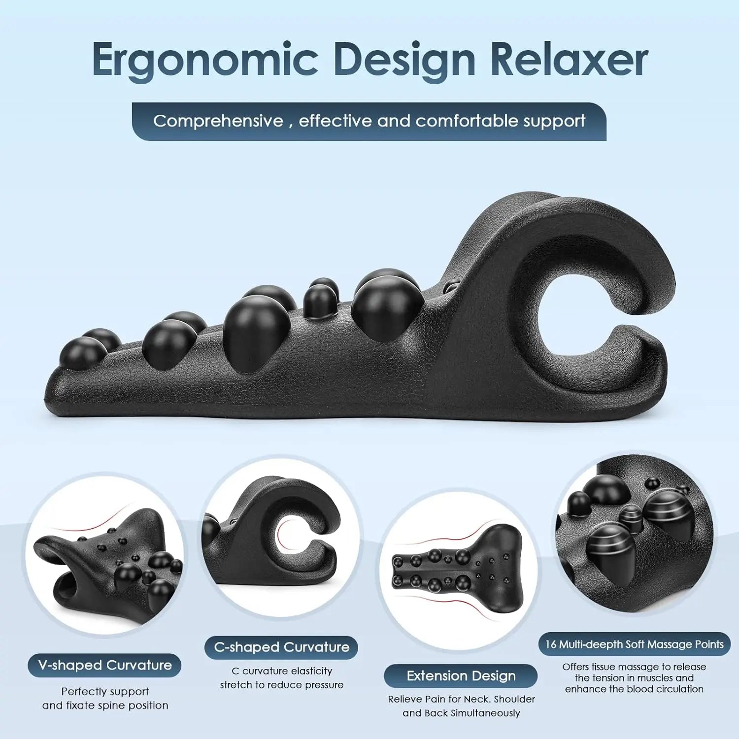 Trigger Point Massager Cervical Traction Device & Back Stretcher for TMJ Pain Relief Relaxer for Neck and Shoulder