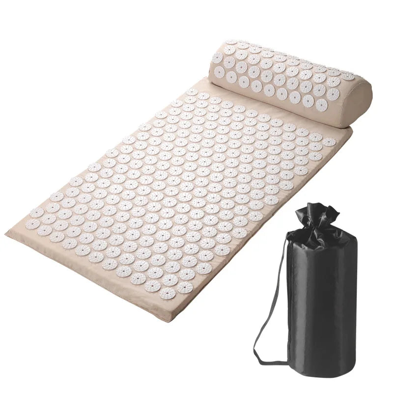 Acupoint Massage Yoga Mat Relieves Back Pain and Pressure, with Sharp Foot Massage Tools